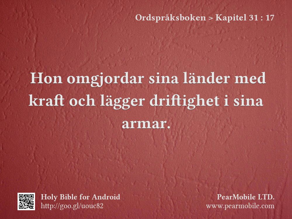 Ordspråksboken, Kapitel 31:17